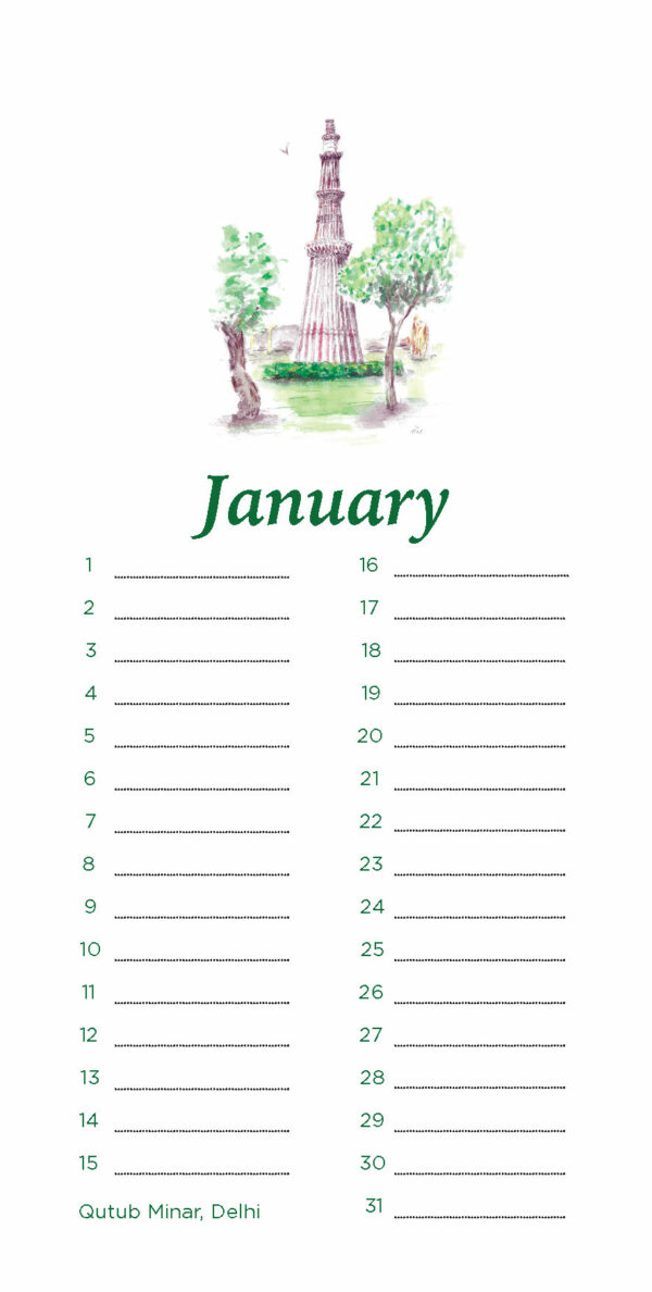 Perpetual (Birthday) Calendar "Monuments of India" - Image 2